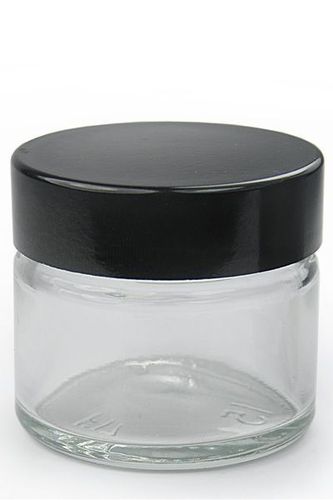 15 ml kirkas lasipurkki | musta kansi