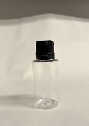 Kirkas PET-pullo | 30 ml | musta korkki